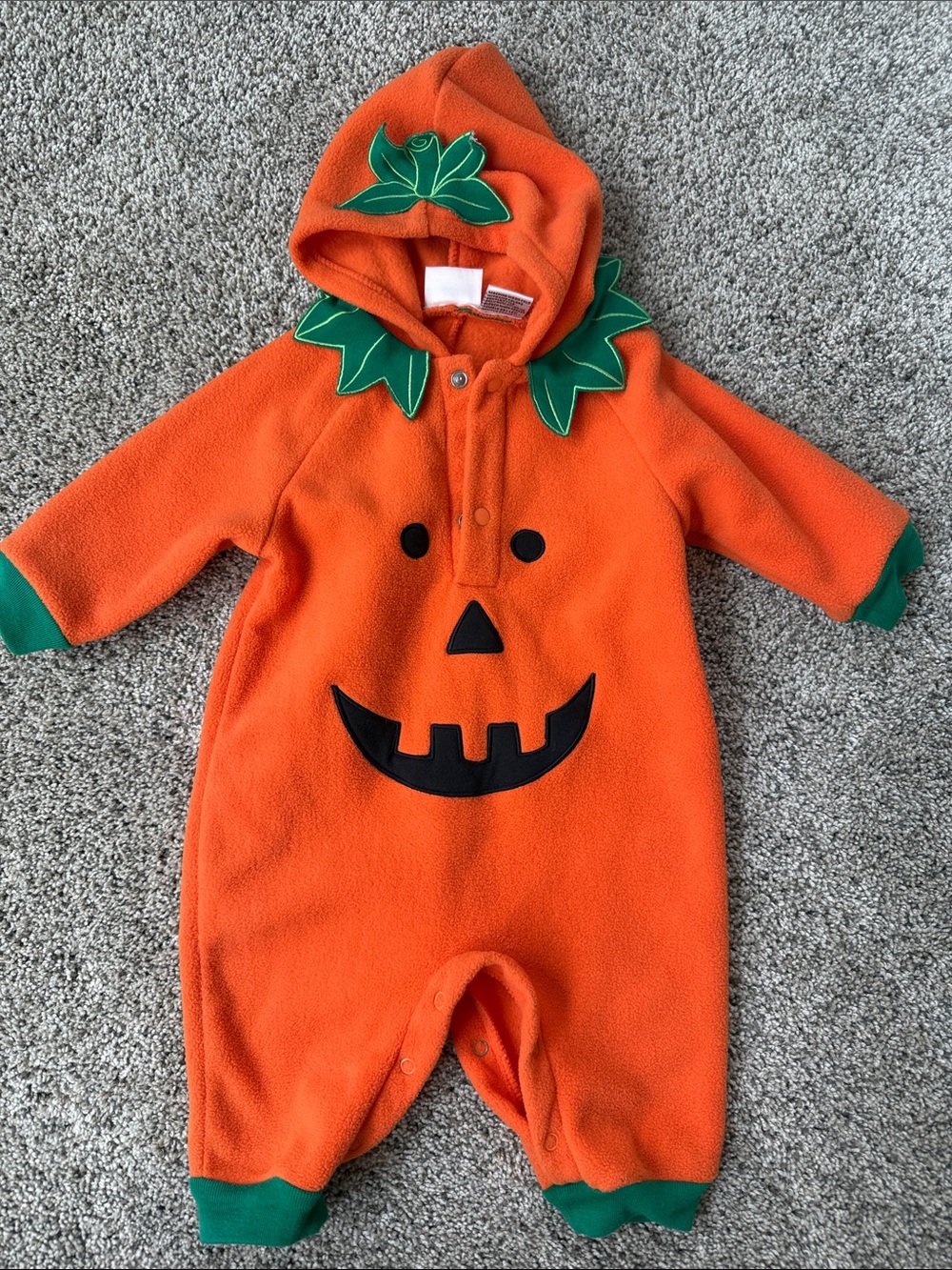 Orange Pumpkin Hooded Baby Costume Romper